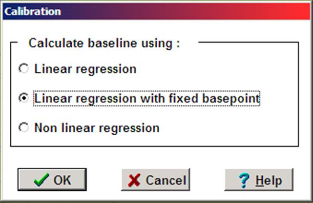 Calculate the calibration line Open the dialog box Calculate calibration line under view mode,