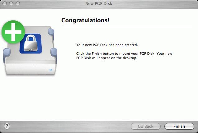 Click Finish. The process is complete. The PGP Virtual Disk is created and mounted.