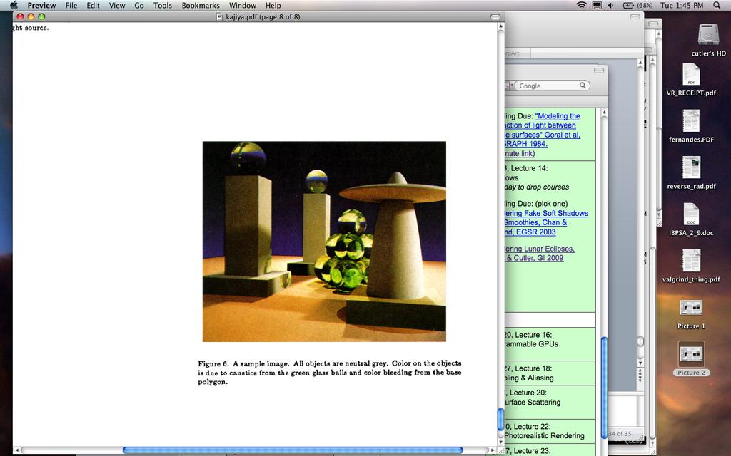 Reading for :, Kajiya, SIGGRAPH 1986 Does Ray Tracing Simulate Physics? Monte-Carlo Integration Probabilities and Variance Analysis of Monte-Carlo Integration Sampling Monte-Carlo Ray Tracing vs.