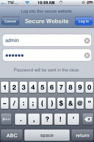 3. Enter name and password. Default values are both admin.