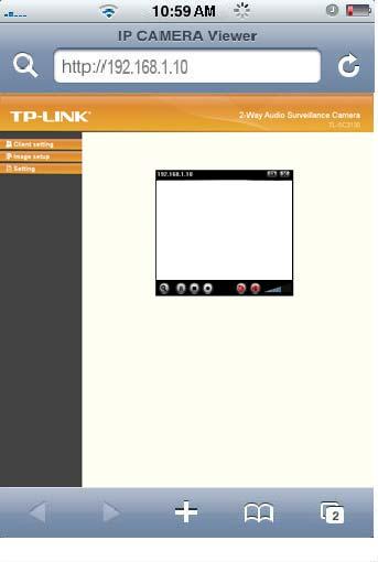 The TP-LINK User Interface and live image will show up in the middle of