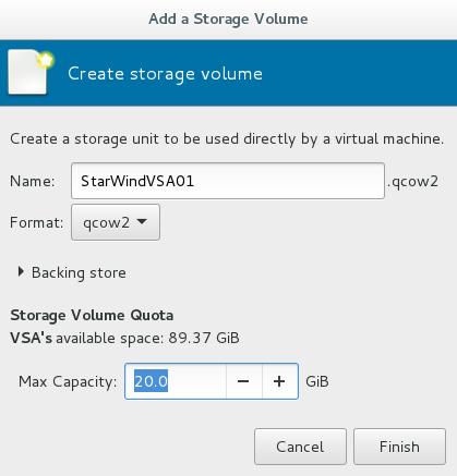 20. Choose Storage pool and click + to add a new volume. 21.