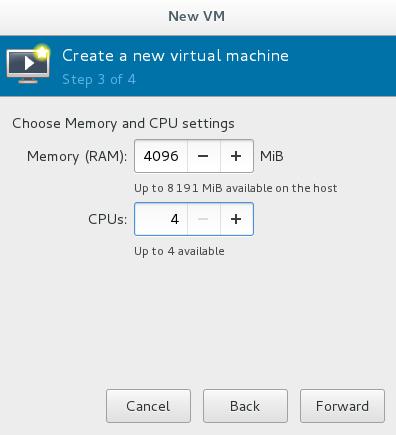 15. Choose Memory and CPU settings. 16.