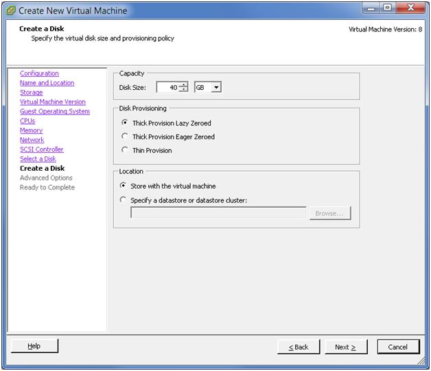 Figure 3-22 Create New VM: Create a Disk Implementing