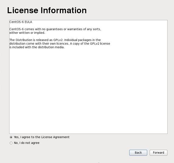 3.1.2 Approve Licence Accept the licence of CentOS.