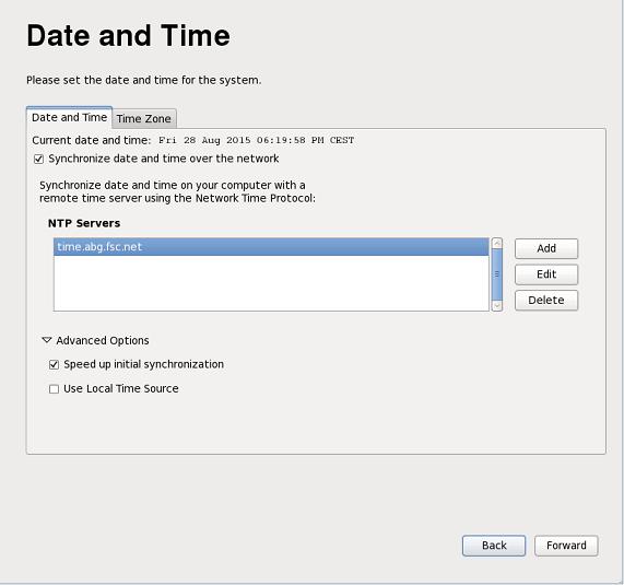 3.1 Initial Configuration of the Management Node 3.1.7 Date and Time Settings Set up date and time settings.