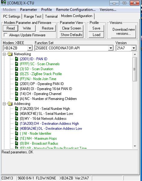 After that ZIGBEE COORDINATOR API mode is selected for coordinator configuration from the function set option. From Fig.