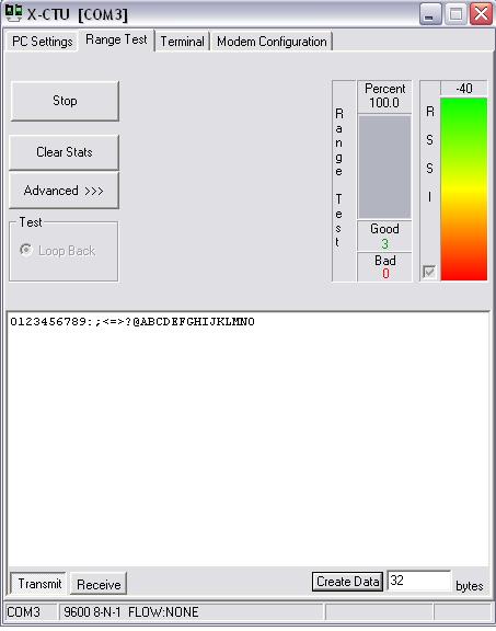 The RSSI checkbox need to be checked to enable its display. Then, button start is clicked to begin the range test. At first, the REMOTE is used to get the initial value. Figure 12 show the range test.