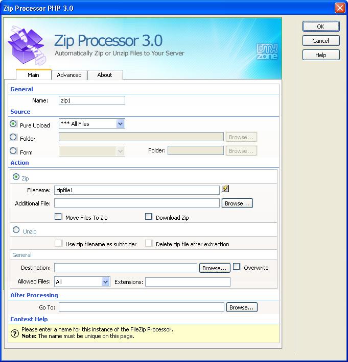 4. Set the Zip Processor 3.