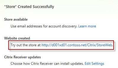 6. Once the store is created it will give you the web browser URL that you can use to access it.