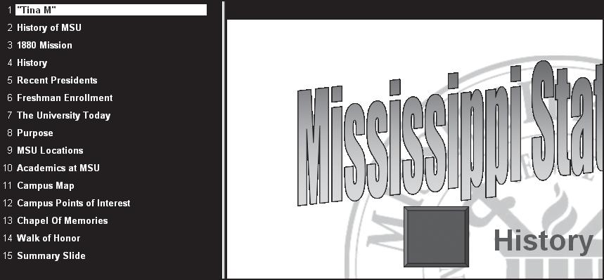 preview the presentation as a Web page. Open the file MSU101.