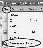 Exporting PowerPoint to Word 4. Now the outline can be saved as HTML easily. In Word select the File pull-down menu and choose the option Save as Web Page.