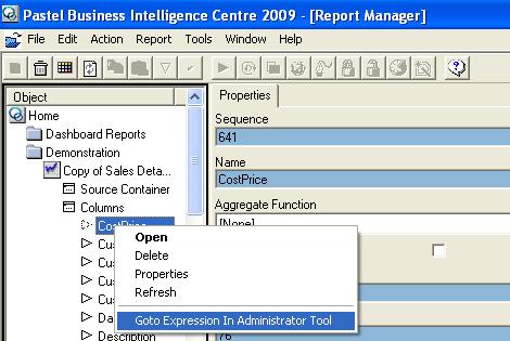 Double click on the report, double click on Columns, right click