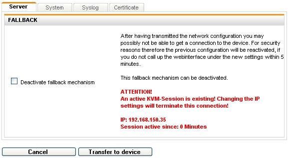 Use the Network settings section to define via which IP address the IP user module is to be accessed in the network.