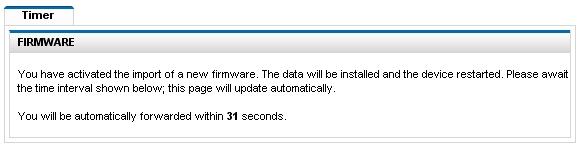 In the web interface, however, a message appears that indicates how long the restart will