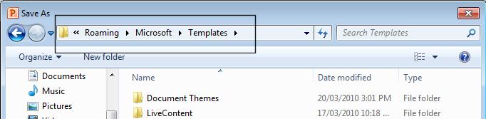 This means that you can now create new presentations based on the template that you have just saved.