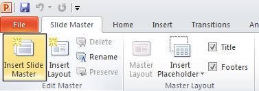 PowerPoint 2010 Intermediate Page 35 To insert a new slide master, click on the Insert Slide Master button.