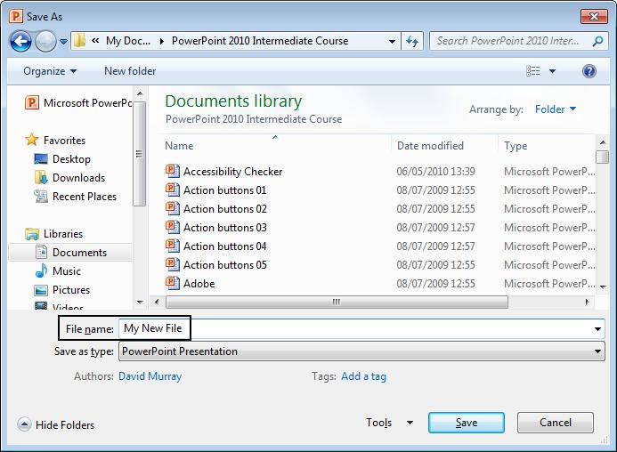 Within the right-hand section of the dialog box if necessary scroll down until you can see a folder called PowerPoint