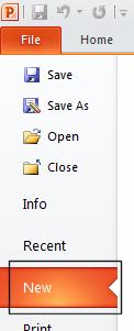 Restart PowerPoint and then click on the File tab and select the New