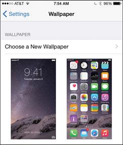Setting the Screens Brightness, View, Text Size, and Wallpaper 125 2. Tap Choose a New Wallpaper. The Choose screen has two sections.