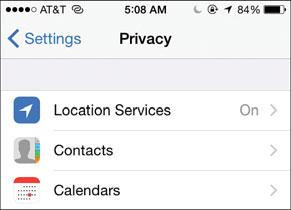 A list of apps that have requested to use the app s data (in this example, contact information) is displayed.