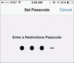 You return to the Restrictions screen, and the ALLOW switches are enabled. Dueling Passcodes There are two passcodes: the Lock passcode and the Restrictions passcode.
