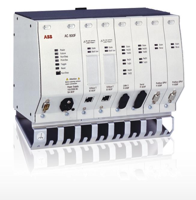 Freelance Controller AC 800F I/O AC 800F Controller PM 803F: Typical up to 1000 I/Os Redundancy for high availability Fieldbus support Profibus Foundation Fieldbus HART Modbus TCP &