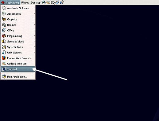 Starting a UNIX Terminal To open an UNIX terminal window, click on the "Terminal" icon from