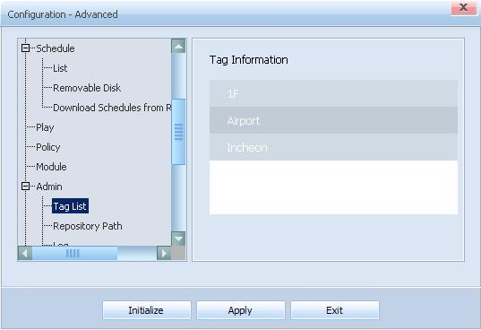 Module This option shows the install type (module) configured during program installation. LFD Admin Play contents or schedule on the LFD.