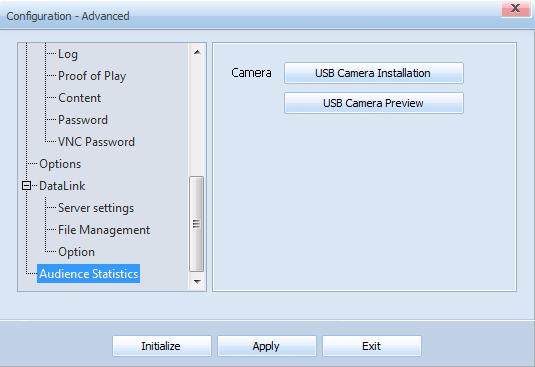 Audience Statistics Set the position of the USB camera that will be used for audience statistics. You can also preview if the camera position is correctly set.