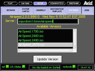 Software Tab Software Tab The Software tab is used to update or retrieve a pervious versio of AirSpeed software via the etwork. The followig figure shows a example Software tab.