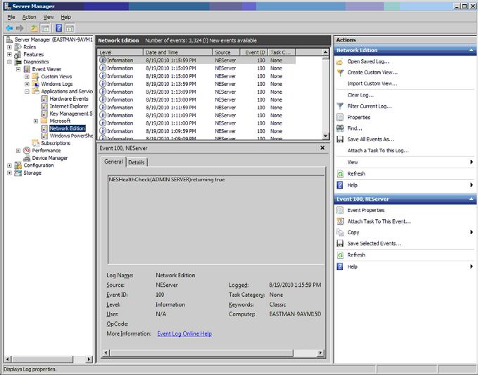 Although the event log has identical contents, the Event Viewer facility looks different for Vista / Windows 7 / Server 2008.
