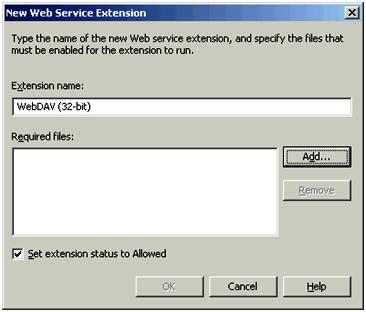 Extensions folder and select Add a new Web service extension.
