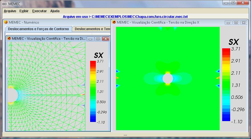 Copyright 009 by ABCM January 04-08, 010, Foz do Iguaçu, PR, Brazil Figure 1. Rectangular plate with a circular hole This problem is solved with the MEMEC software (Barbosa, et al.