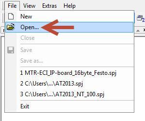 Figure 5.6 Click File menu > Open to open the project file 5.