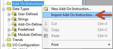 4. Right-click Add-On Instructions and click Import Add-On