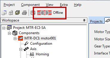 Click Offline to connect to the MTR- ECI.