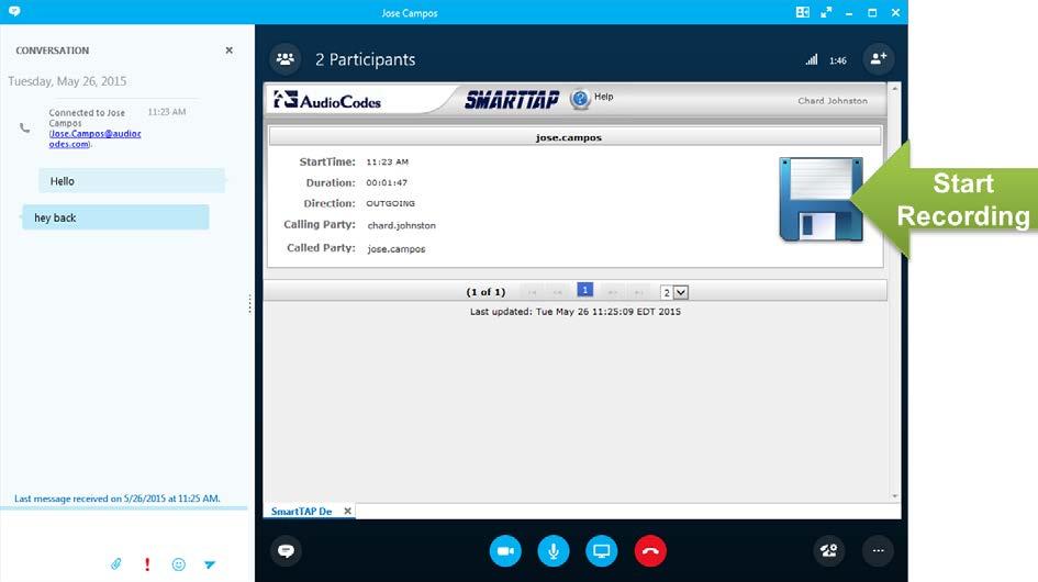 Call Recording Solution Figure 1-1: ROD in SmartTAP Client