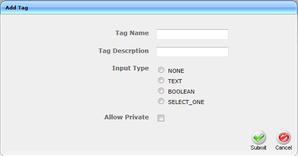 Call Recording Solution Figure 6-20: Add Call Tag Screen Table 6-16: Call Tagging Fields Field Tag Name Tag Input Type View ( ) Administrator-defined Tag name. Enter the tag name to the filter list.
