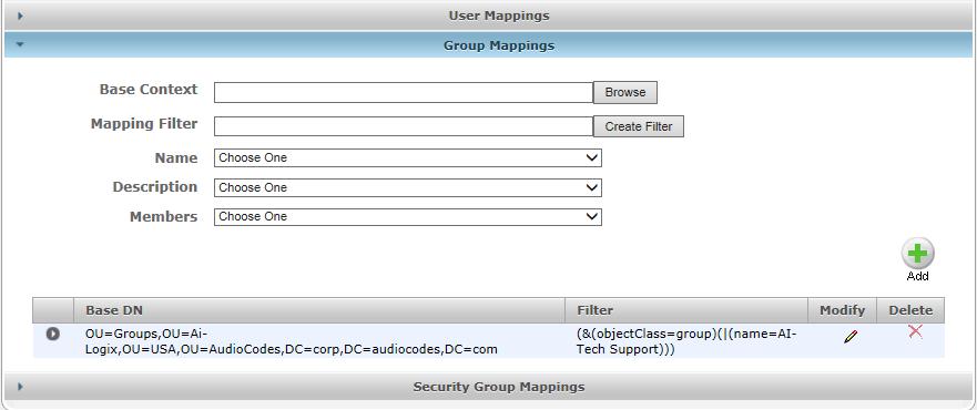 Figure 6-63: User Mappings - Group Mappings 10.