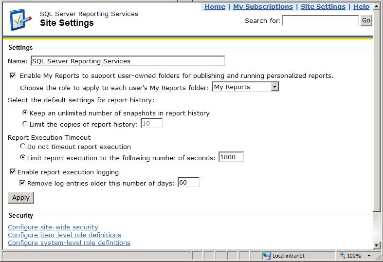 18 Troubleshooting configuration and report deployment Identifying the problem Figure 3-1 Report Manager Site Settings page Resolution: Clear the Enable My Reports.