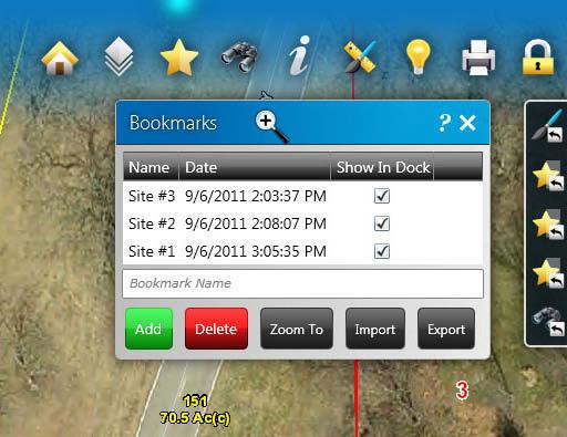 Bookmarks Create a Bookmark if you re working in a certain location frequently or have several points of interest that need to be revisited.