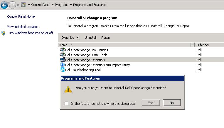 Navigate to Control Panel Programs Programs and Features and select Dell