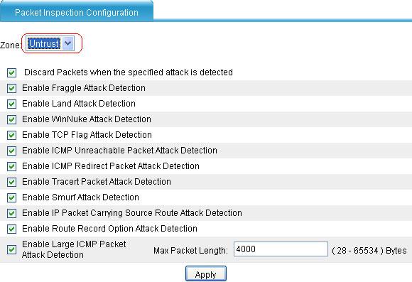 UTM Series Attack Protection Configuration Example Verification On PC 2, use a packet constructing tool to simulate various attacks