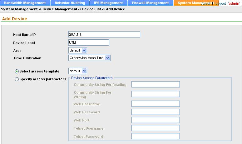 UTM Series Protocol Auditing and SecCenter Configuration Example Figure 13 Activate the configuration Configuring the SecCenter Adding the Device to the SecCenter Select the System Management tab to