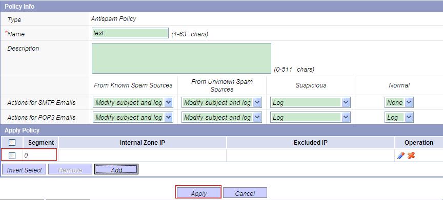 UTM Series Anti-Spam Configuration Example Activating configurations After the application operation is complete, the anti-spam configuration