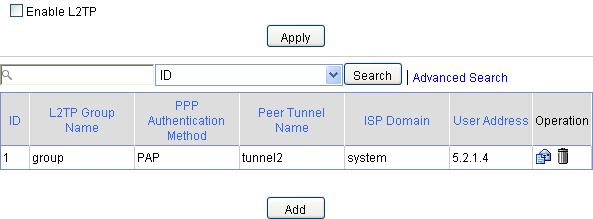 UTM Series L2TP Configuration Example Figure 4 L2TP configuration page Table 2 describes the configuration item for enabling L2TP.