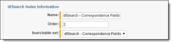 1. Create a custom index containing only the correspondence fields (To, From, CC, BCC): a. Create a saved search that returns only the correspondence fields (To, From, CC and BCC). b.