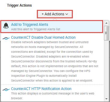 6. In the Trigger Actions section, select Add Actions