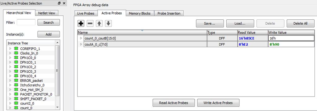 Active Probe Read, Modify, Write Select Active Probe tab